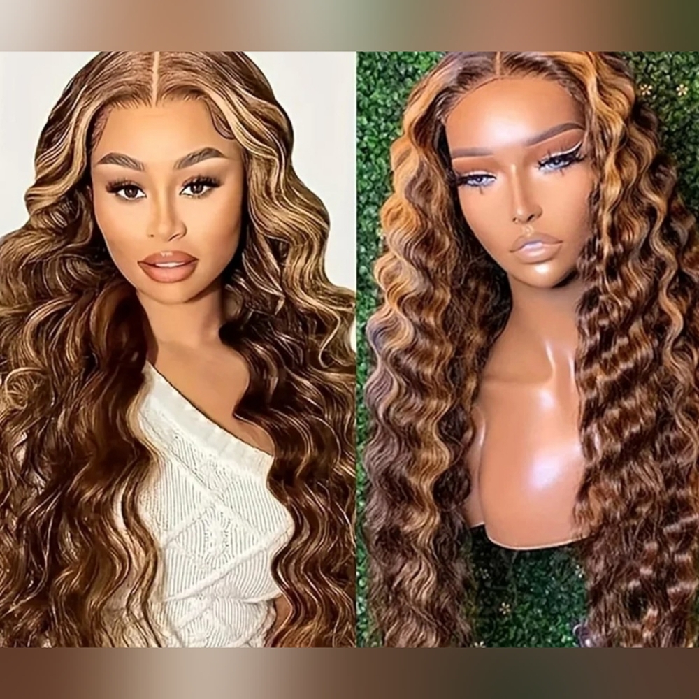 Luxurious Brown and Blonde Wavy Hair Wig